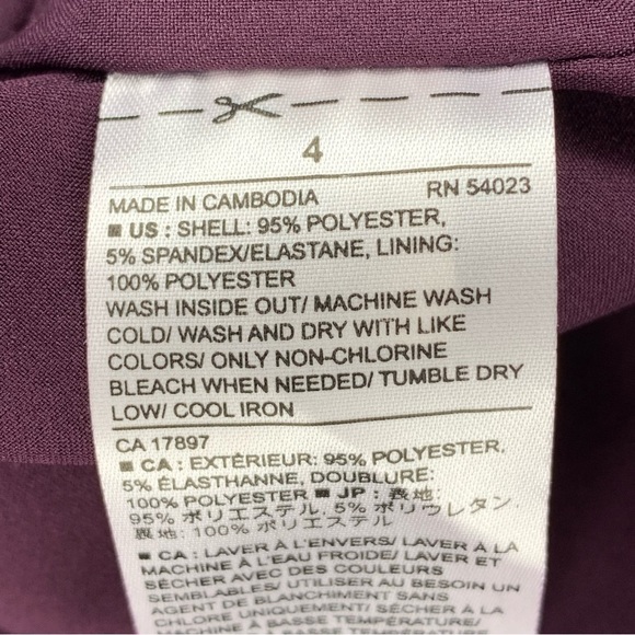 NEW Banana Republic Purple Eggplant Cocktail Dress Event Party Size 4 Stretch - Picture 7 of 9